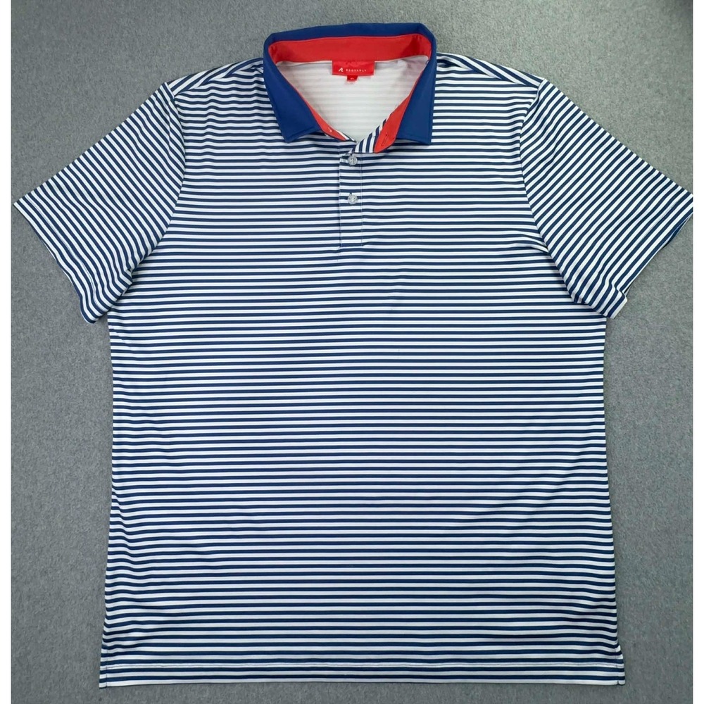 Redvanly Mazarine Blue Stripe Baker Polo Men's Size XL Golf‎ Performance Stretch